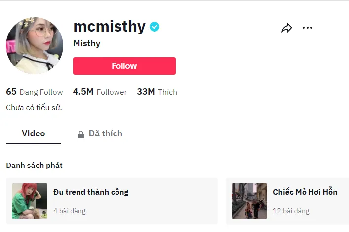 Kênh TikTok của MisThy